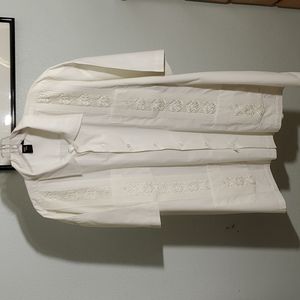 SQUISH WEAR-B Cuban Style Guayabera Shirt in Cream. Sz 3XL.